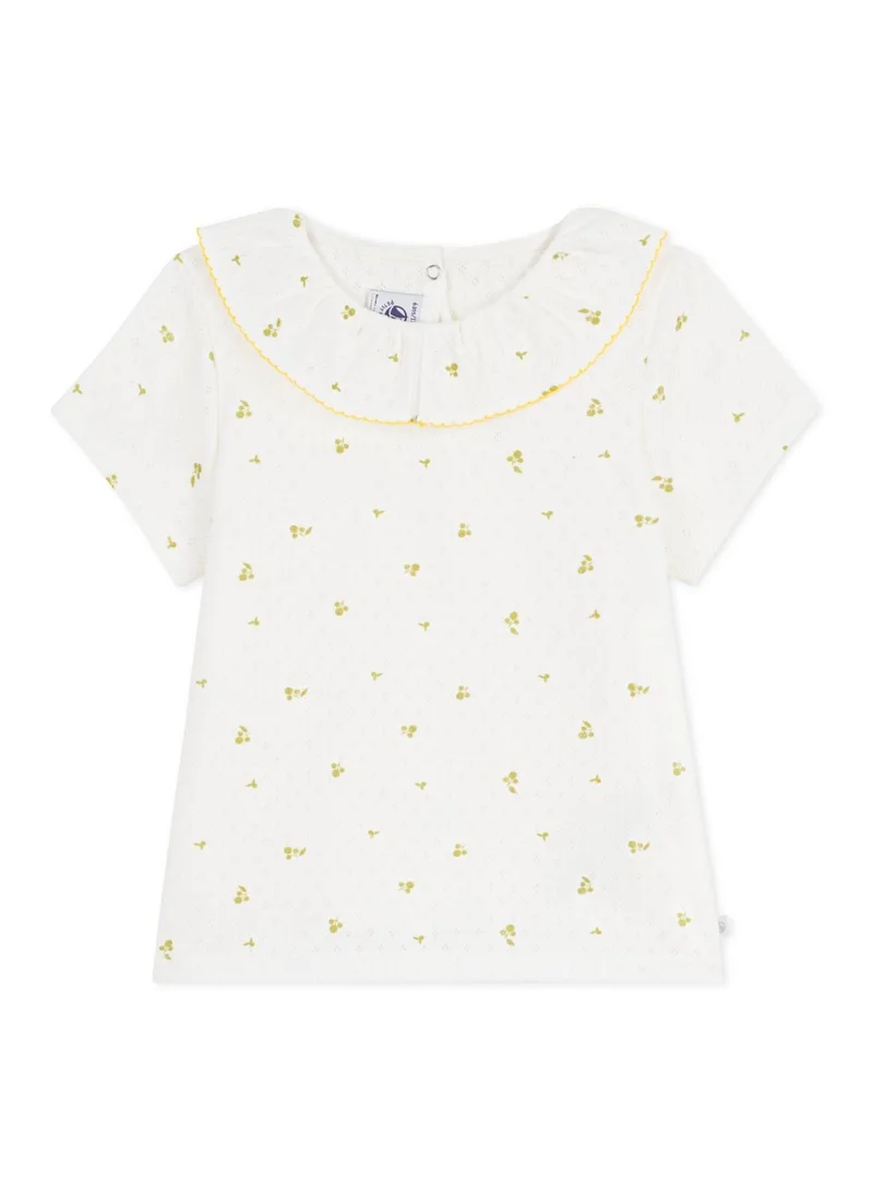Petit Bateau Children's short-sleeved floral print cotton T-shirt